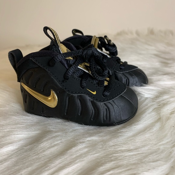 black and gold infant foamposites